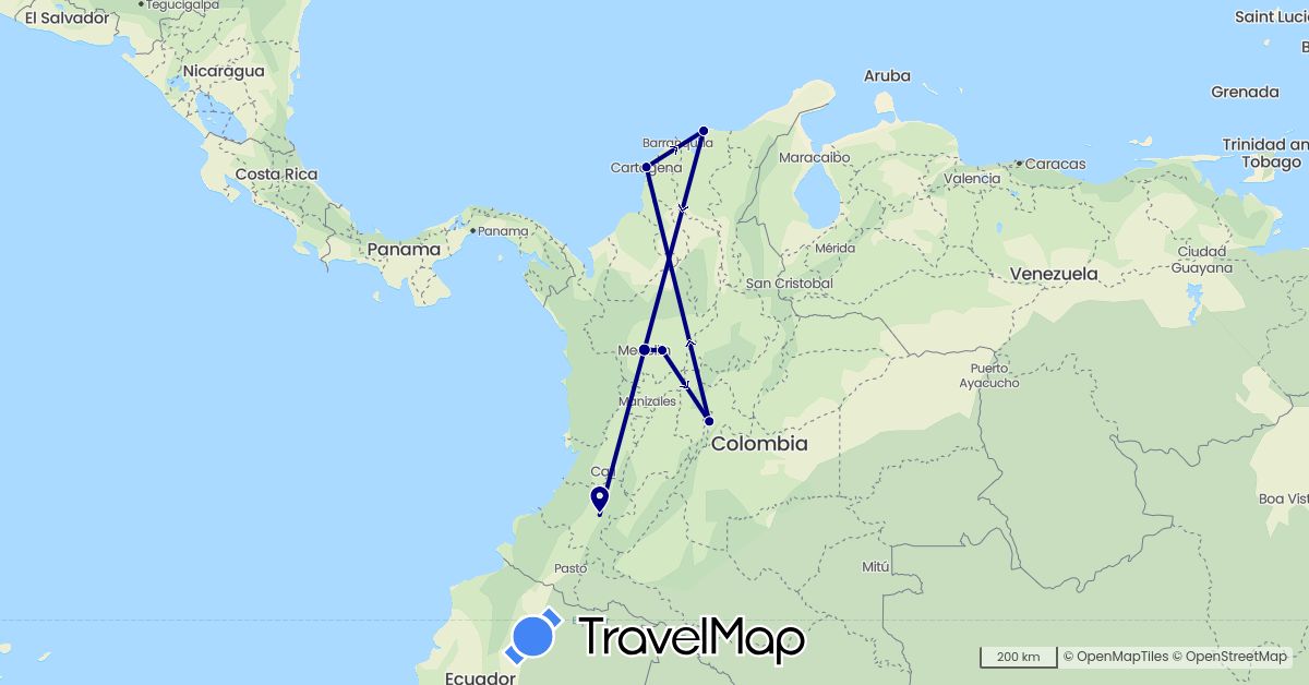 TravelMap itinerary: driving in Colombia (South America)
